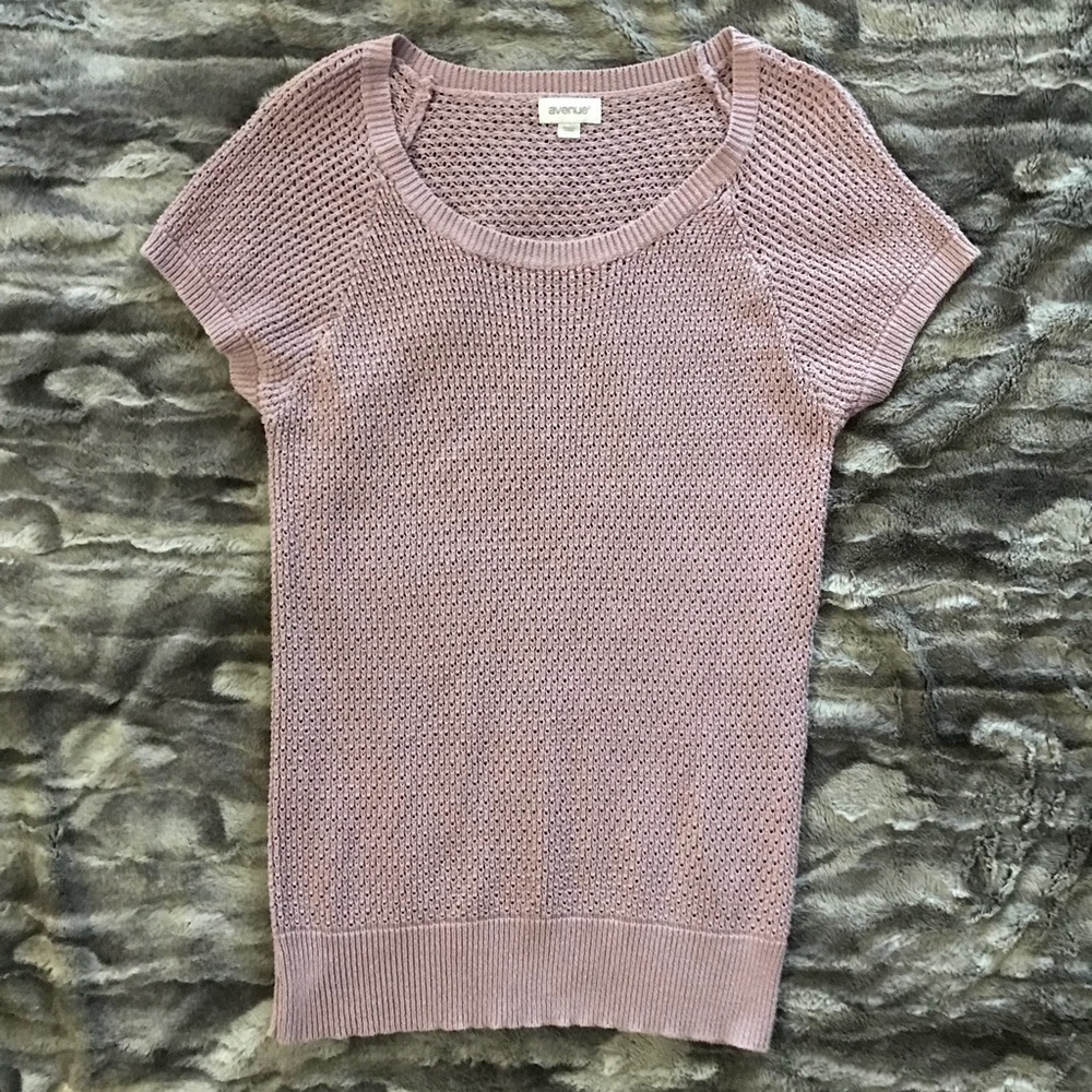 Avenue purple knitted short sleeved sweater